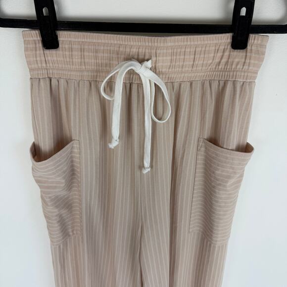 Joe & Rae Womens Adjustable Drawstring Wide Leg Pink/White Striped Pants Small - Picture 3 of 9